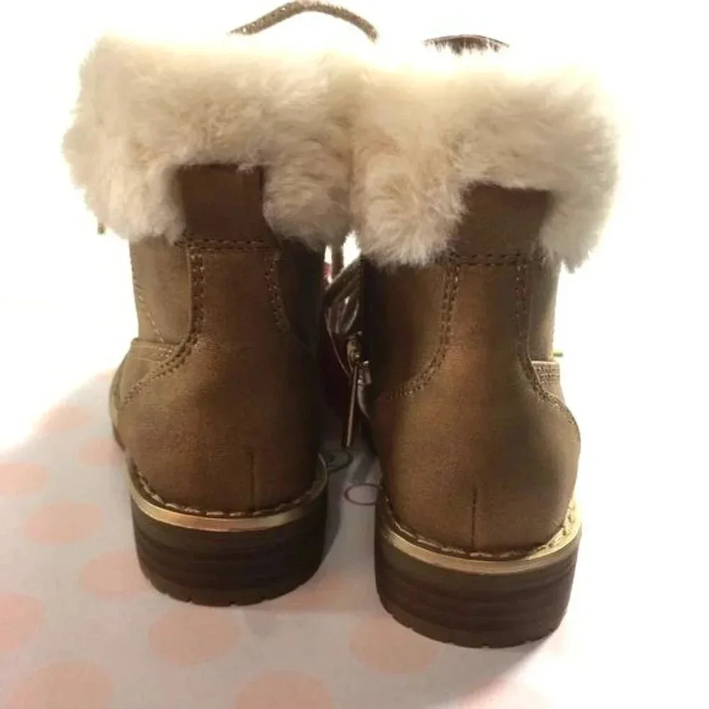 Cupcake Couture Shoes Baby Girls Size 6 M Brown Fur Lined Boots Style 701569  Ne